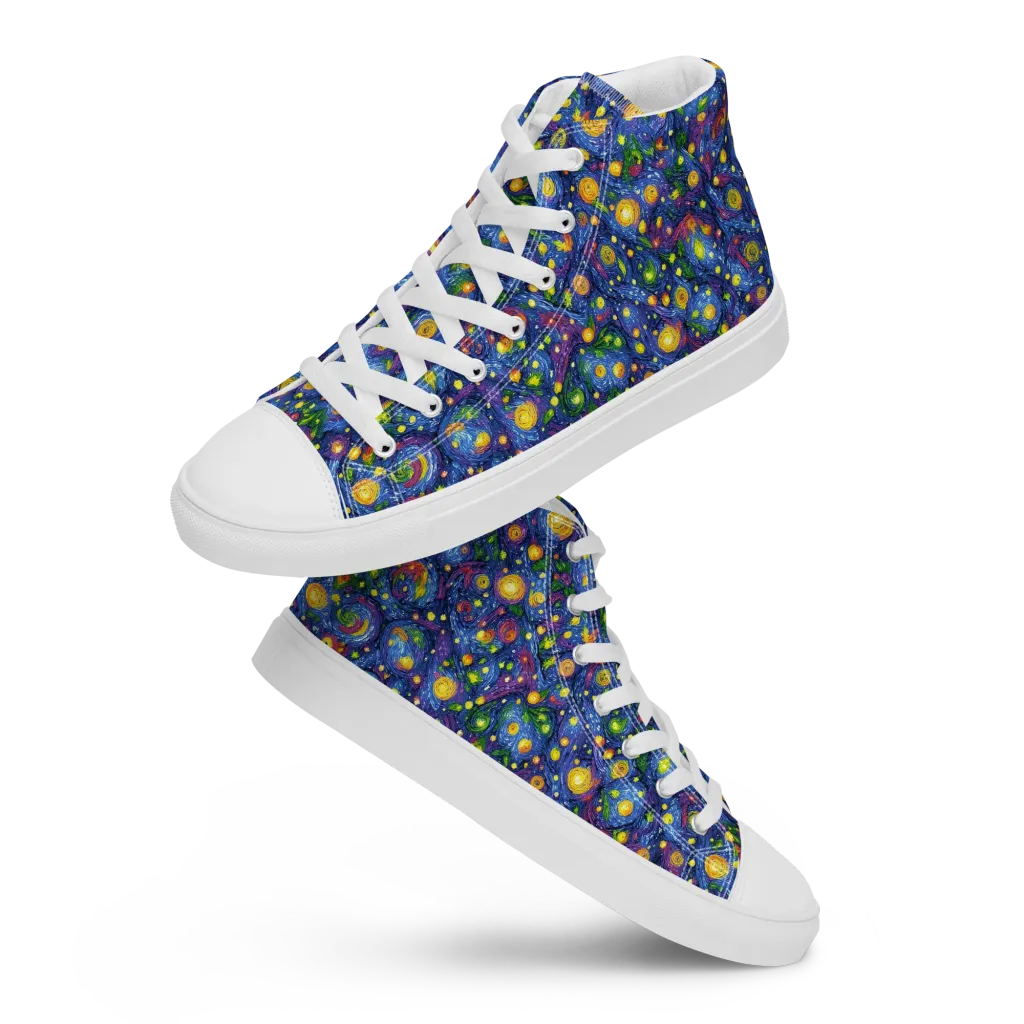 Cobalt Star Garden on Women's High Top Canvas Shoes — Front