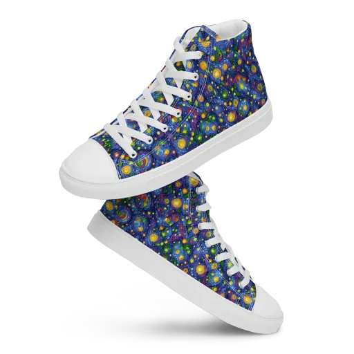 Cobalt Star Garden on a Women's High Top Canvas Shoes