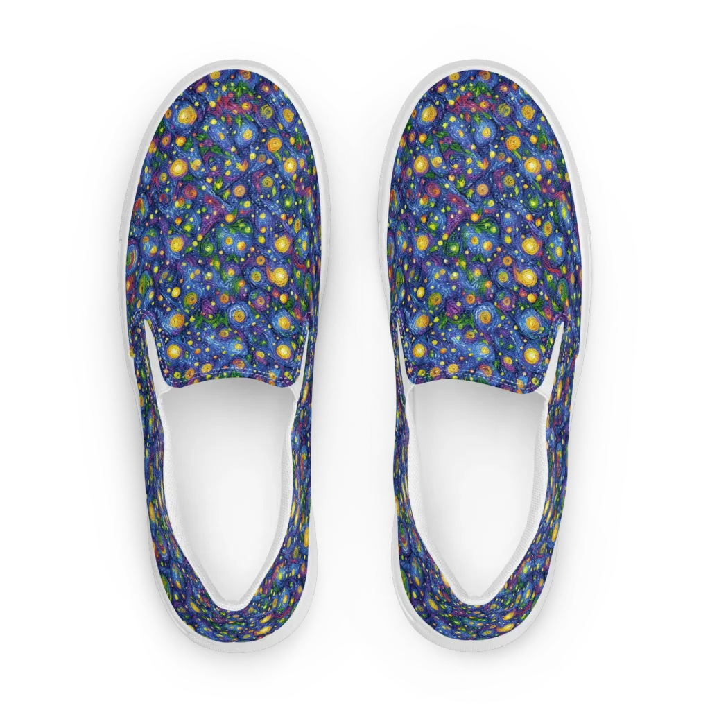 Cobalt Star Garden on Men's Slip-On Canvas Shoes — Front