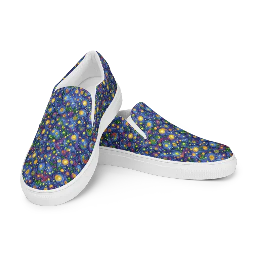 Cobalt Star Garden on a Men's Slip-On Canvas Shoes