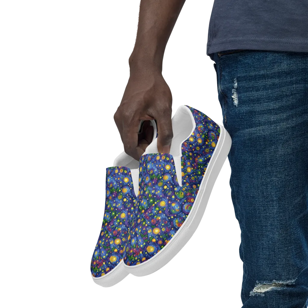 Cobalt Star Garden on Men's Slip-On Canvas Shoes — Left Front