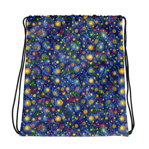 Cobalt Star Garden on a Drawstring Bag