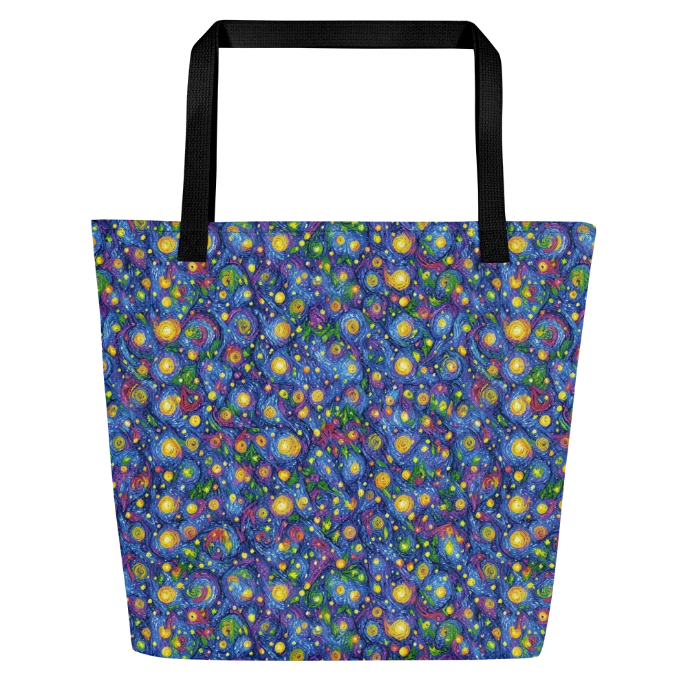 Cobalt Star Garden on Large Tote Bag W/ Pocket — Front