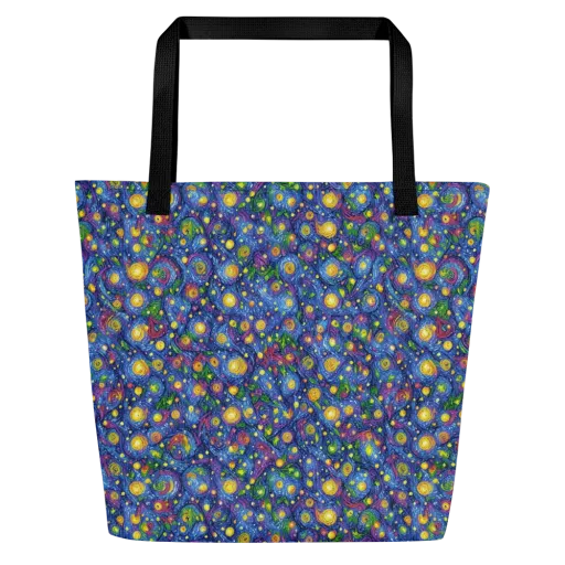 Cobalt Star Garden on a Large Tote Bag W/ Pocket