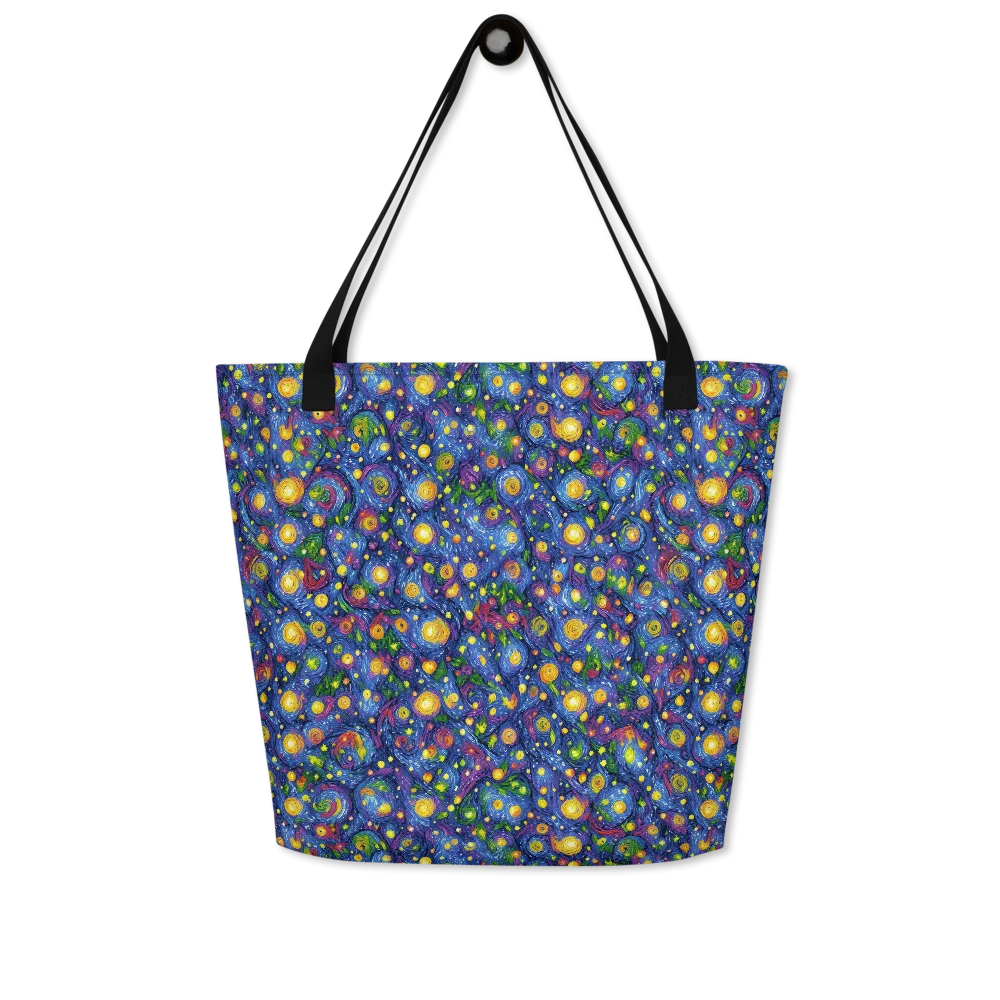 Cobalt Star Garden on Large Tote Bag W/ Pocket — Front
