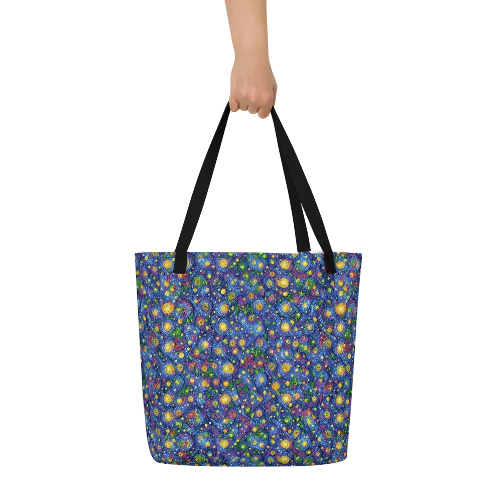 Cobalt Star Garden on Large Tote Bag W/ Pocket — Front