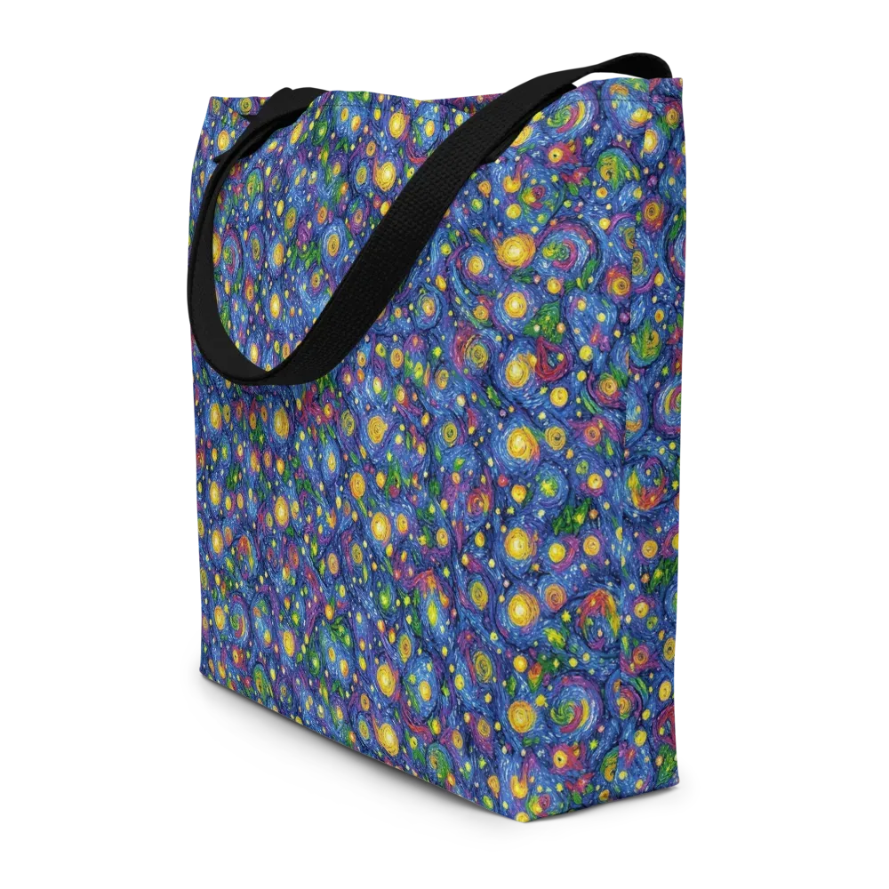 Cobalt Star Garden on Large Tote Bag W/ Pocket — Front