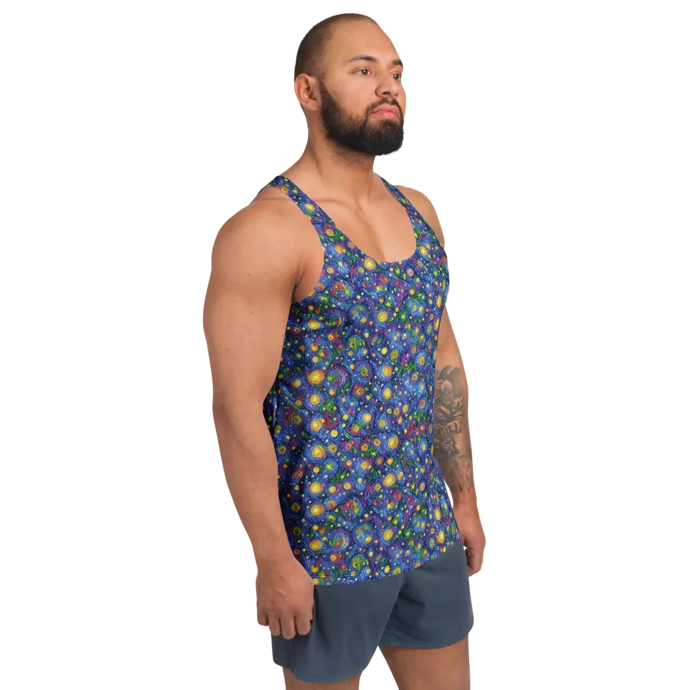 Cobalt Star Garden on Men's Tank Top — Right Front