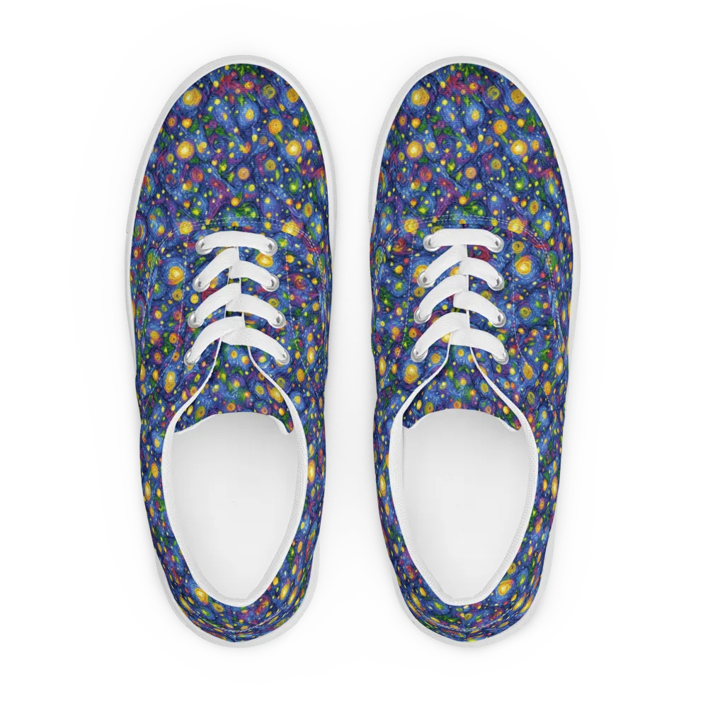 Cobalt Star Garden on Men's Lace-Up Canvas Shoes — Front