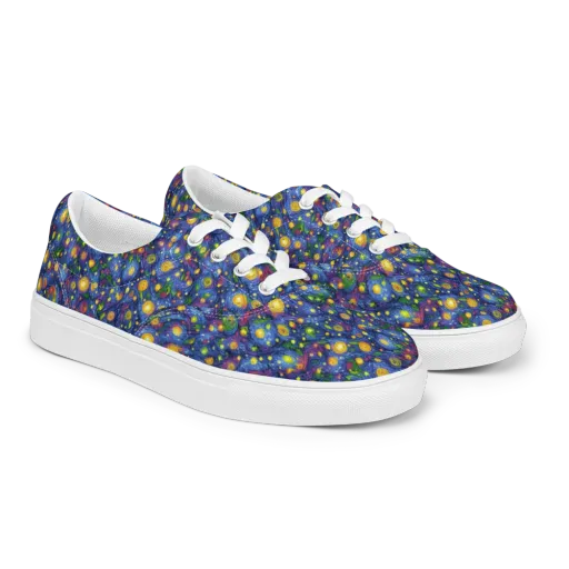 Cobalt Star Garden on a Men's Lace-Up Canvas Shoes