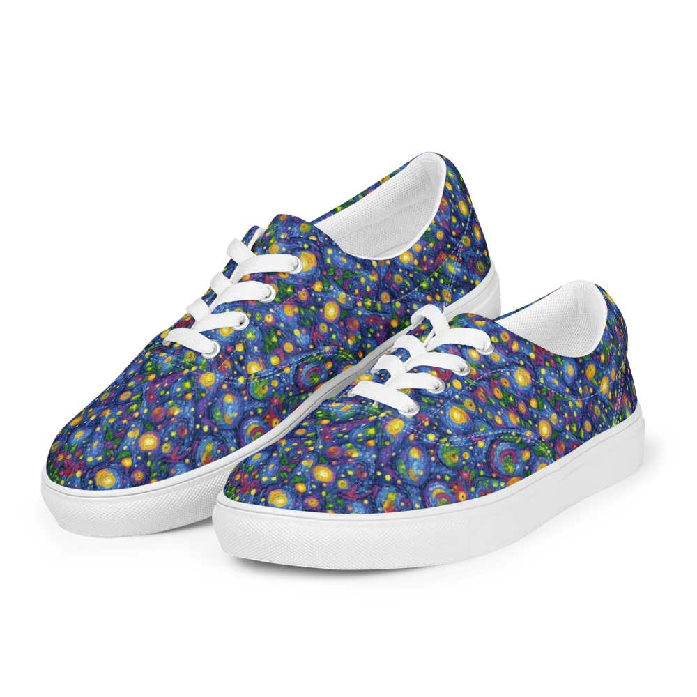 Cobalt Star Garden on Men's Lace-Up Canvas Shoes — Left Front