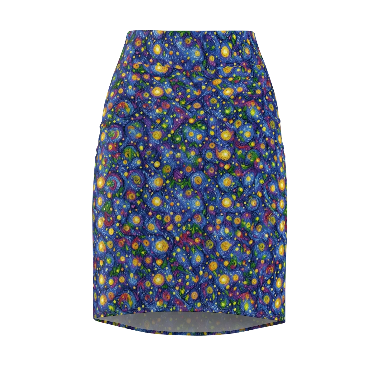 Cobalt Star Garden on Pencil Skirt — Front