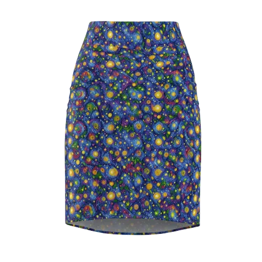 Cobalt Star Garden on a Pencil Skirt