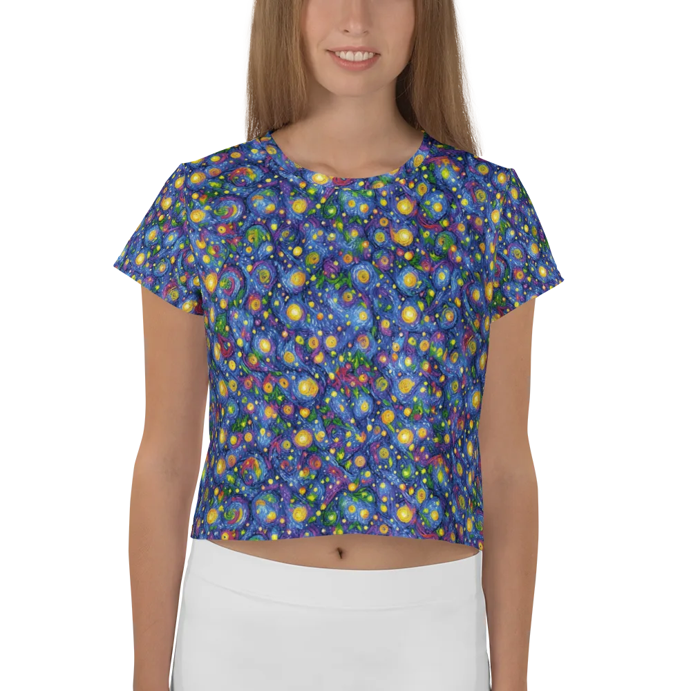 Cobalt Star Garden on Crop Tee — Front