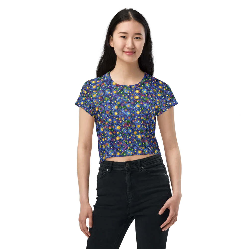 Cobalt Star Garden on Crop Tee — Front