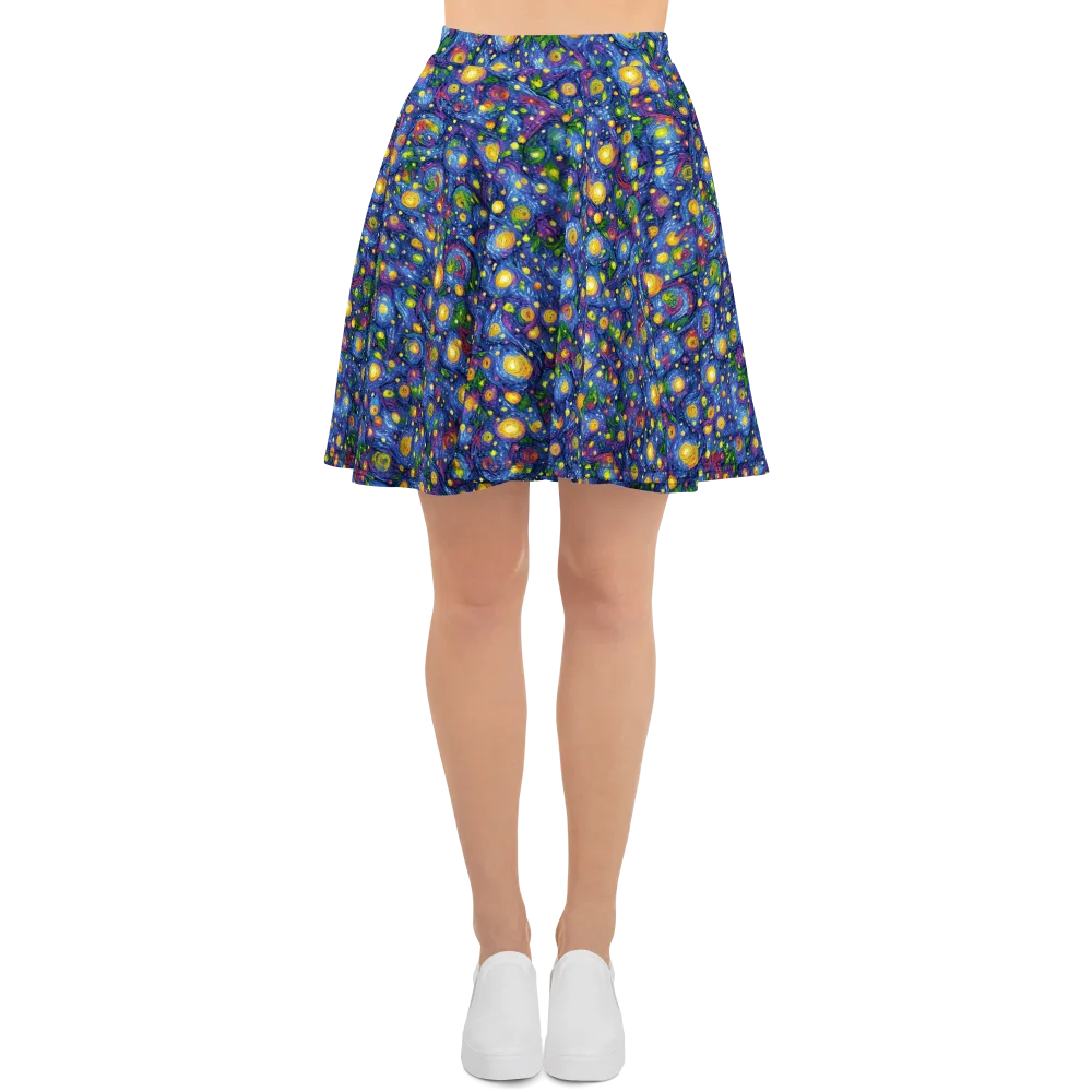 Cobalt Star Garden on Skater Skirt — Front