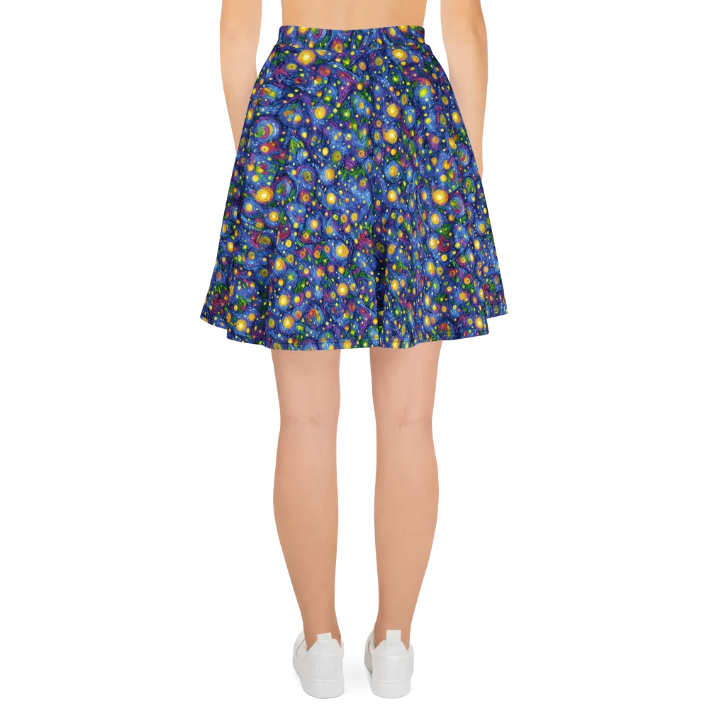 Cobalt Star Garden on Skater Skirt — Back