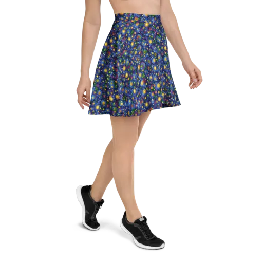 Cobalt Star Garden on a Skater Skirt