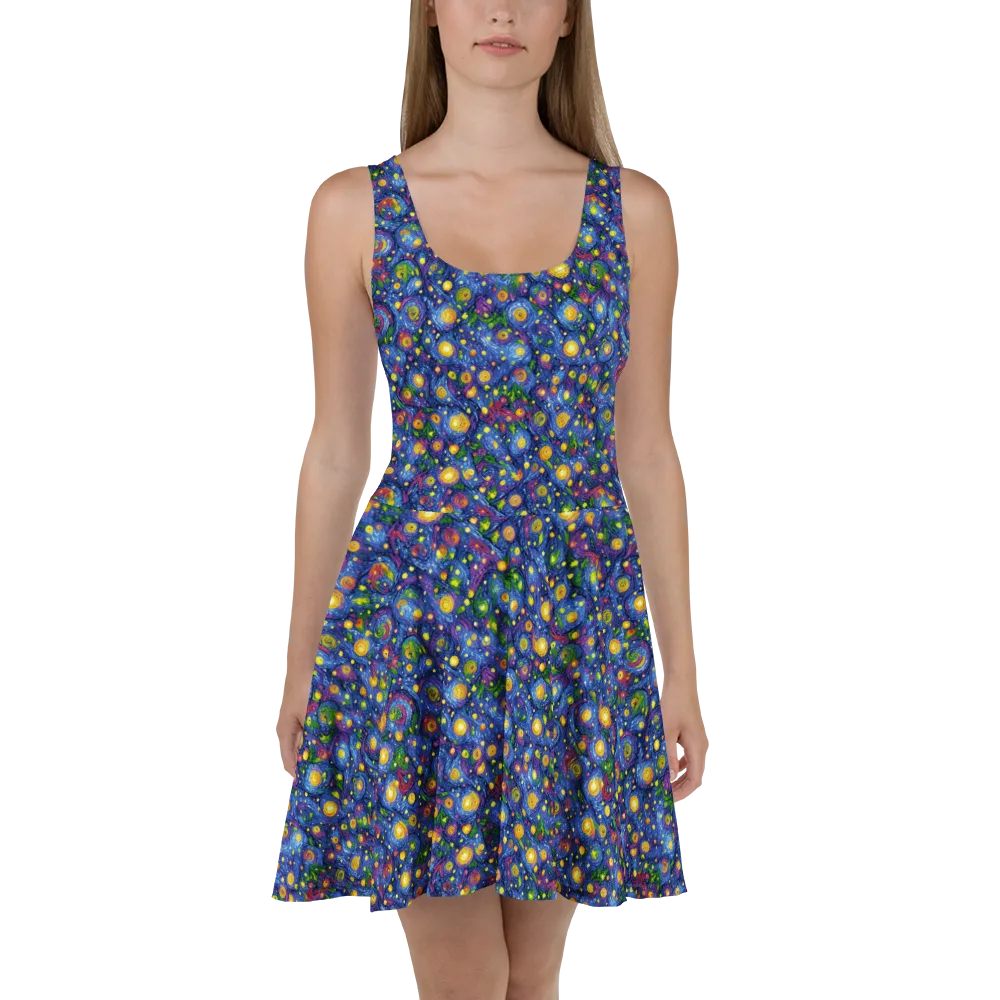 Cobalt Star Garden on Skater Dress — Front