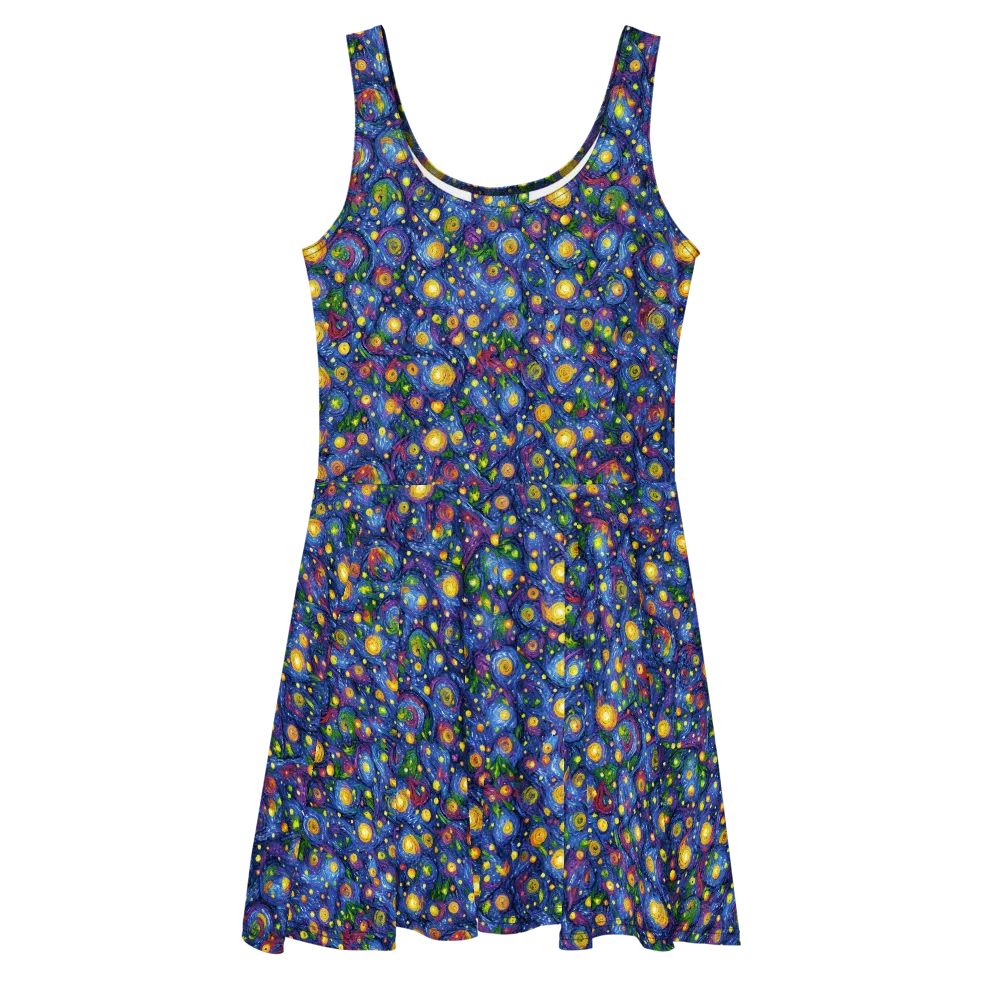 Cobalt Star Garden on Skater Dress — Front