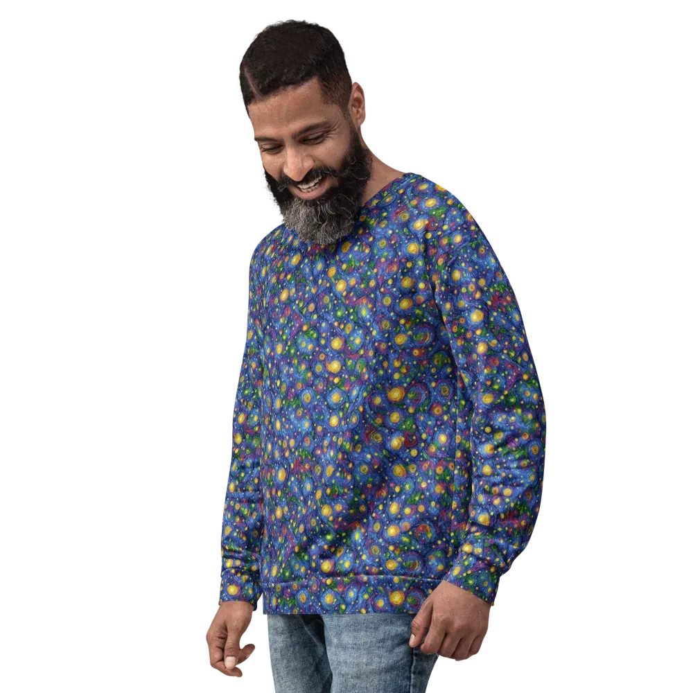 Cobalt Star Garden on Sweatshirt — Left Front