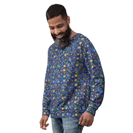 Cobalt Star Garden on a Sweatshirt