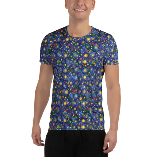 Cobalt Star Garden on a Men's Athletic T-Shirt