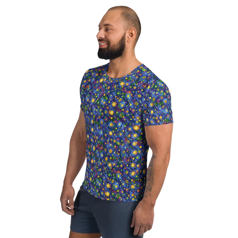 Cobalt Star Garden on Men's Athletic T-Shirt — Left