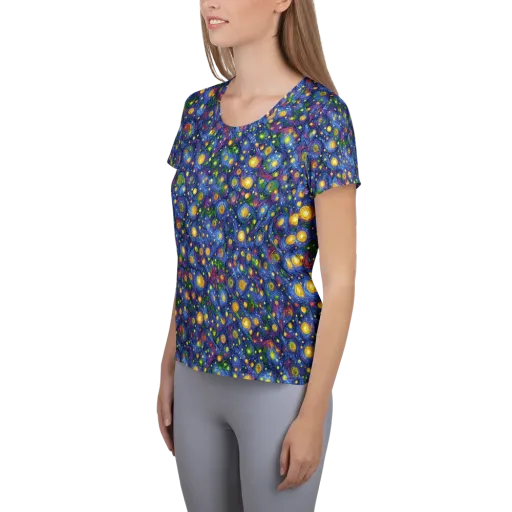 Cobalt Star Garden on a Women's Athletic T-Shirt
