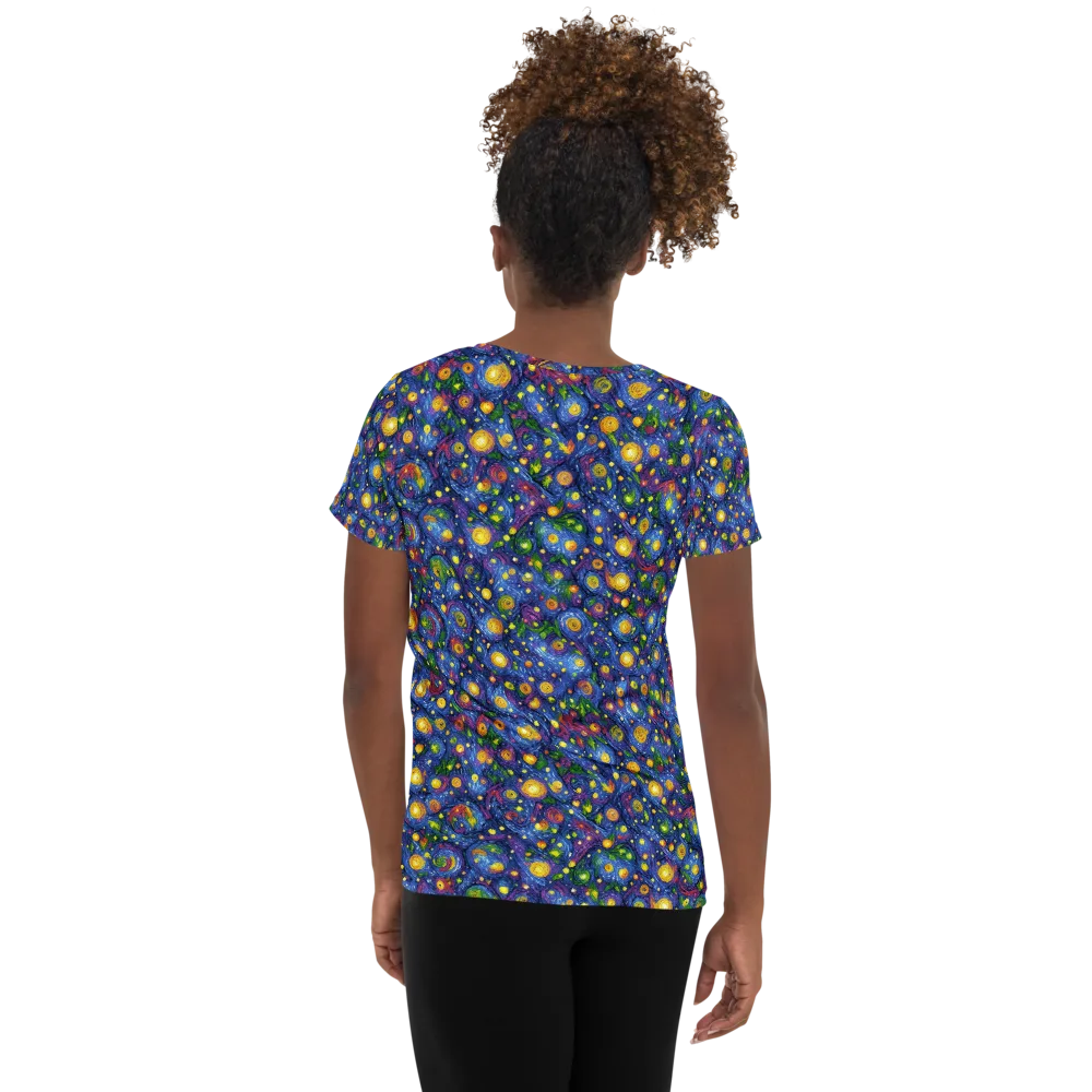 Cobalt Star Garden on Women's Athletic T-Shirt — Back