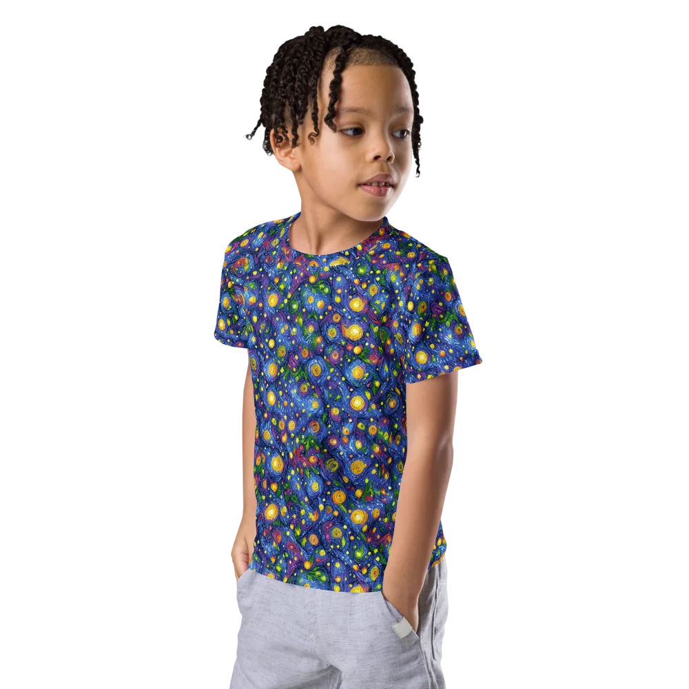Cobalt Star Garden on Kids Crew Neck T-Shirt — Left Front