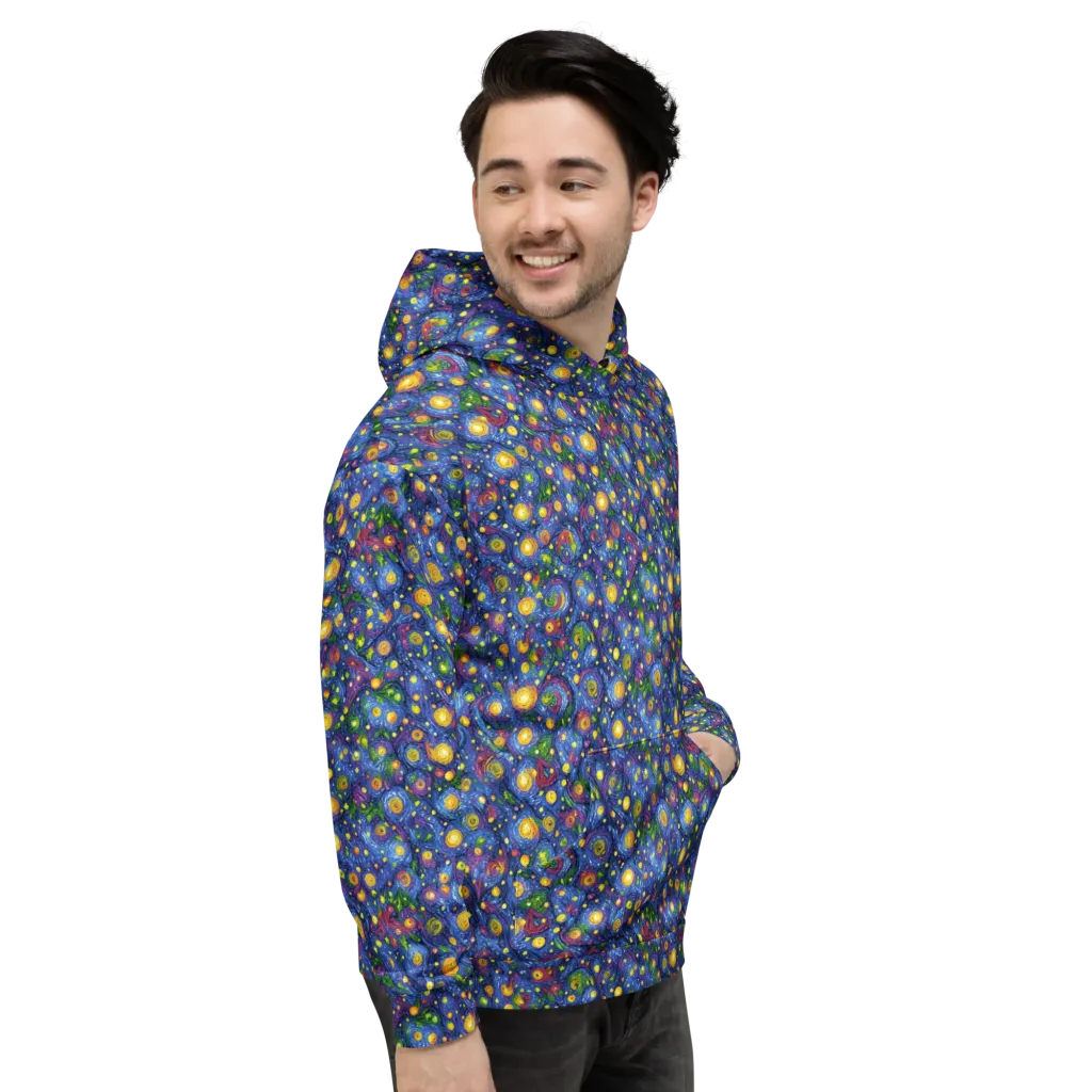 Cobalt Star Garden on Hoodie — Right
