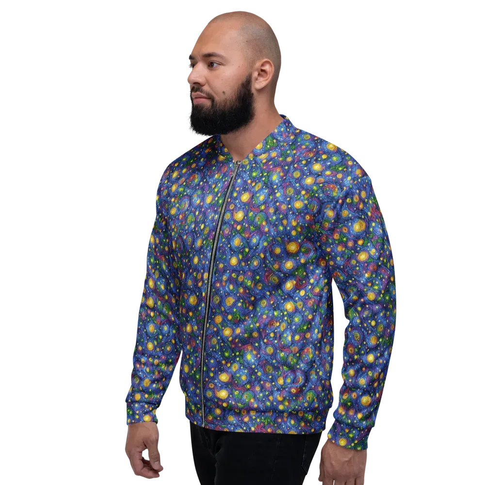 Cobalt Star Garden on Bomber Jacket — Left