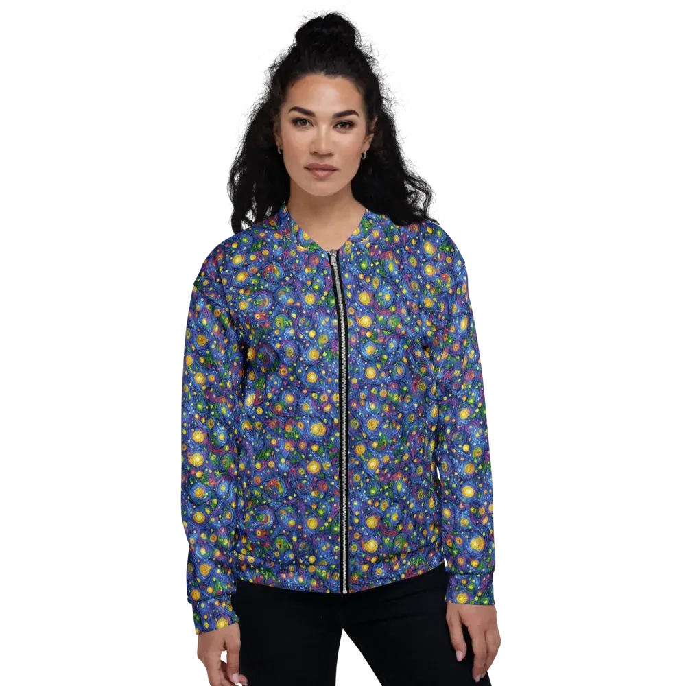 Cobalt Star Garden on Bomber Jacket — Front