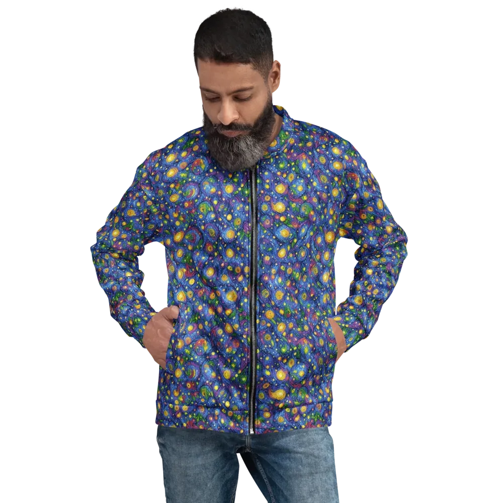 Cobalt Star Garden on Bomber Jacket — Front