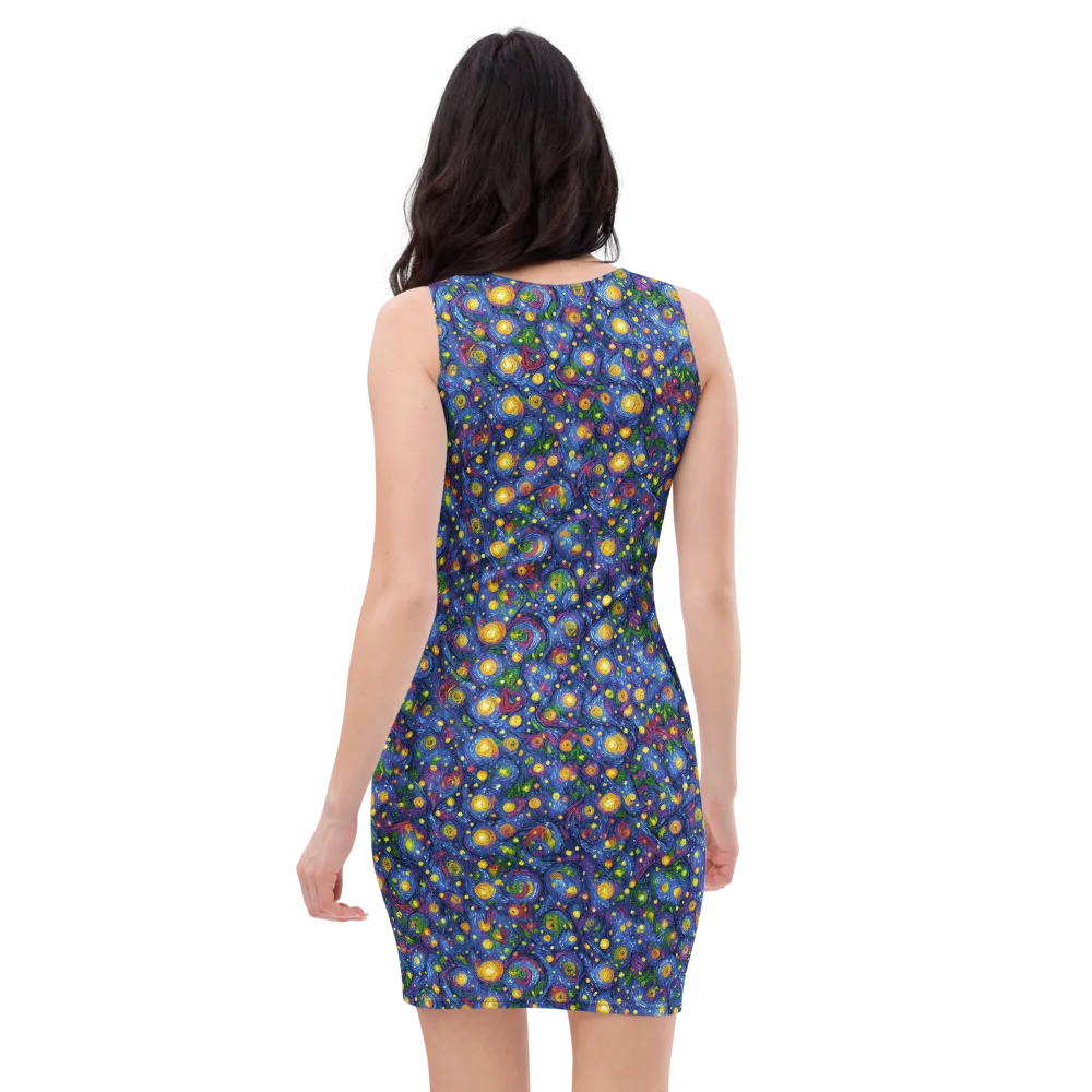 Cobalt Star Garden on Bodycon Dress — Back
