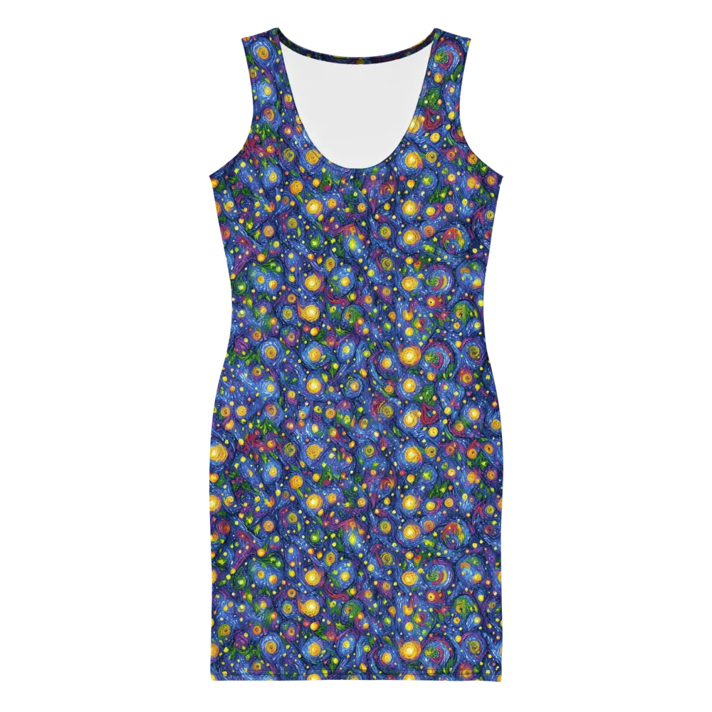 Cobalt Star Garden on Bodycon Dress — Front