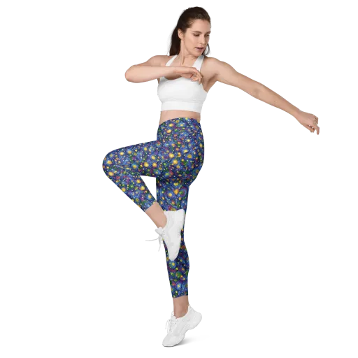 Cobalt Star Garden on a Leggings with Pockets