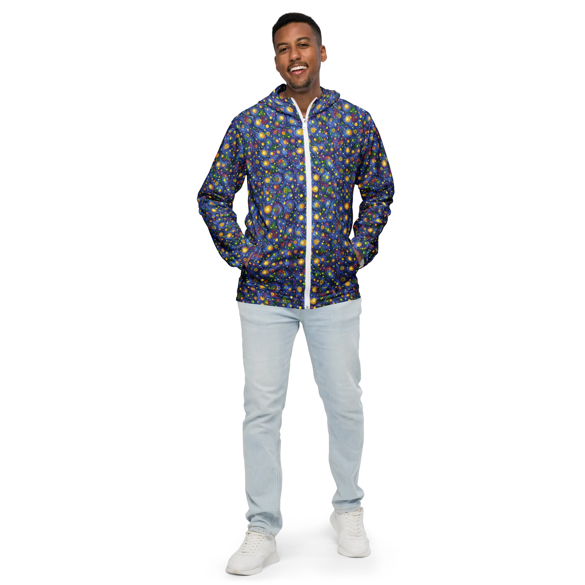 Cobalt Star Garden on Men's Windbreaker — Front