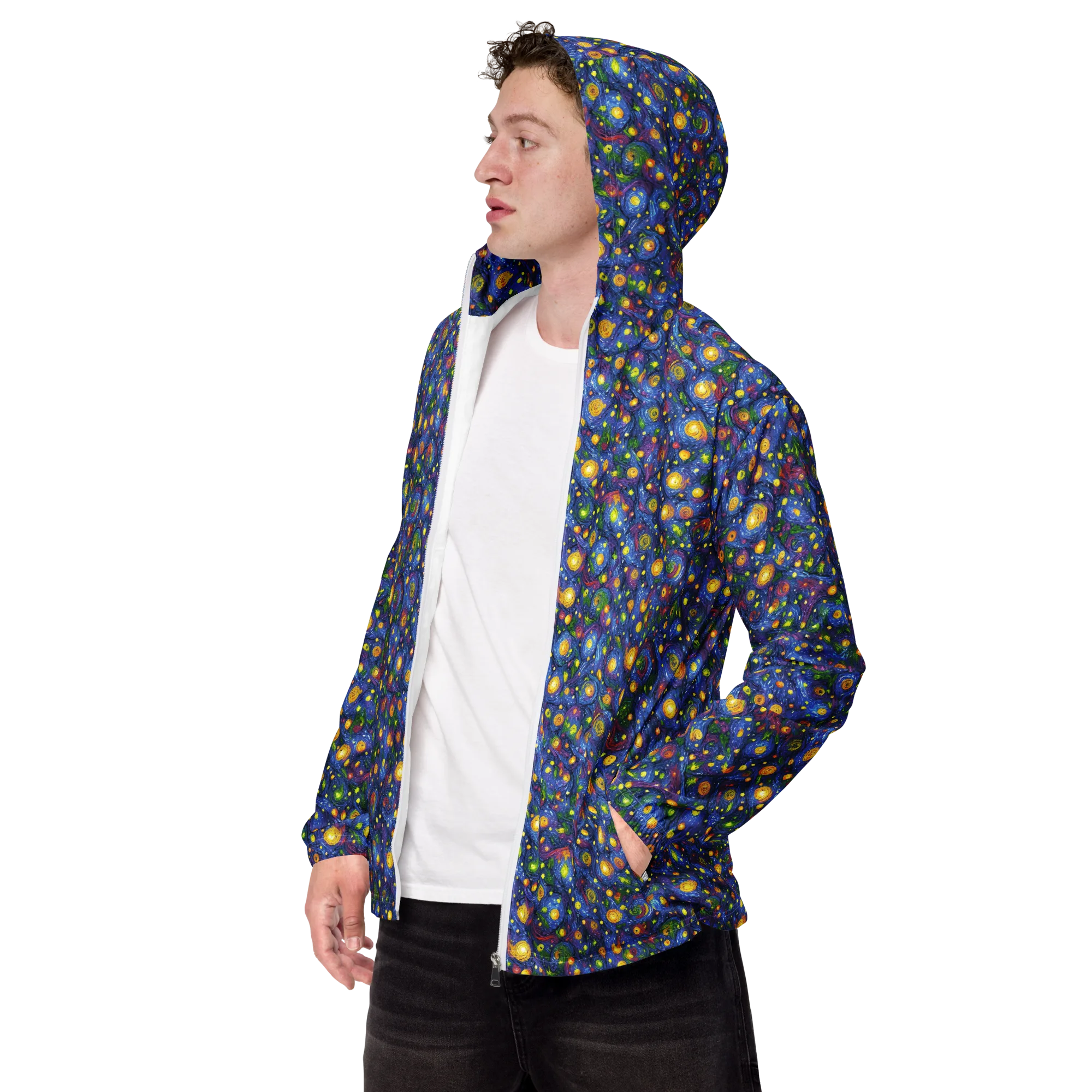 Cobalt Star Garden on Men's Windbreaker — Left Front
