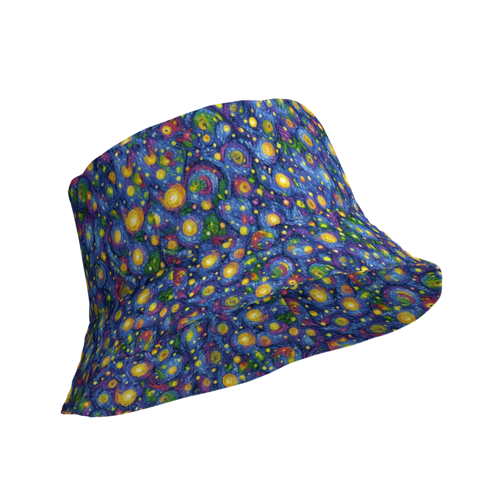 Cobalt Star Garden on Reversible Bucket Hat — Product details Outside