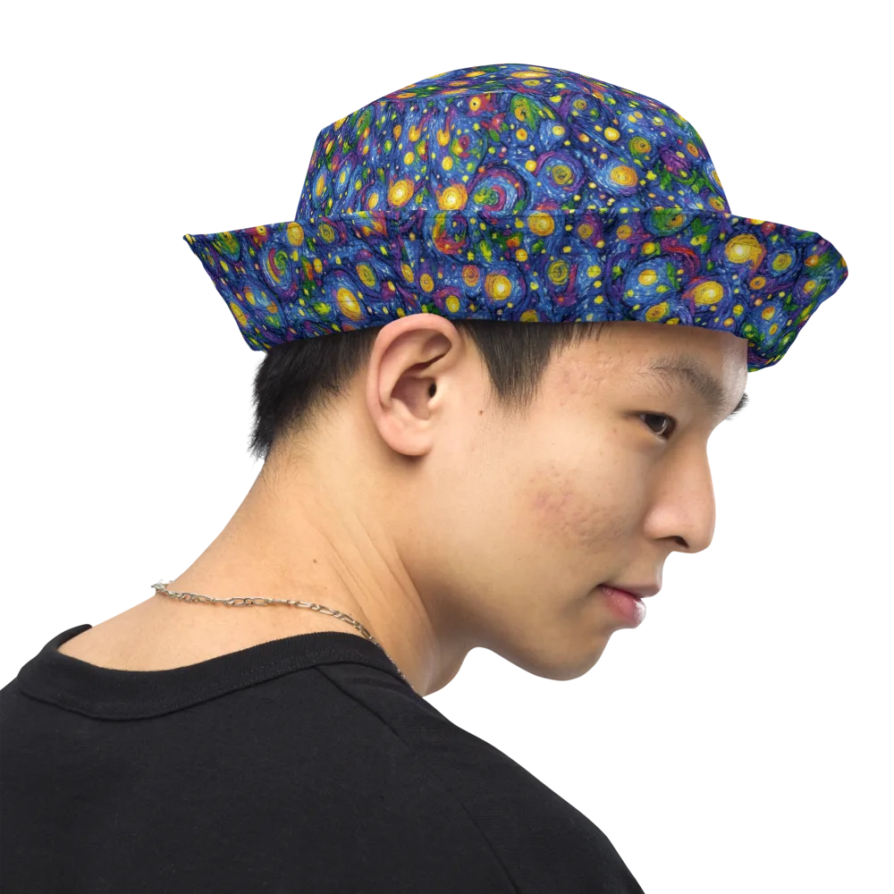 Cobalt Star Garden on Reversible Bucket Hat — Right Outside