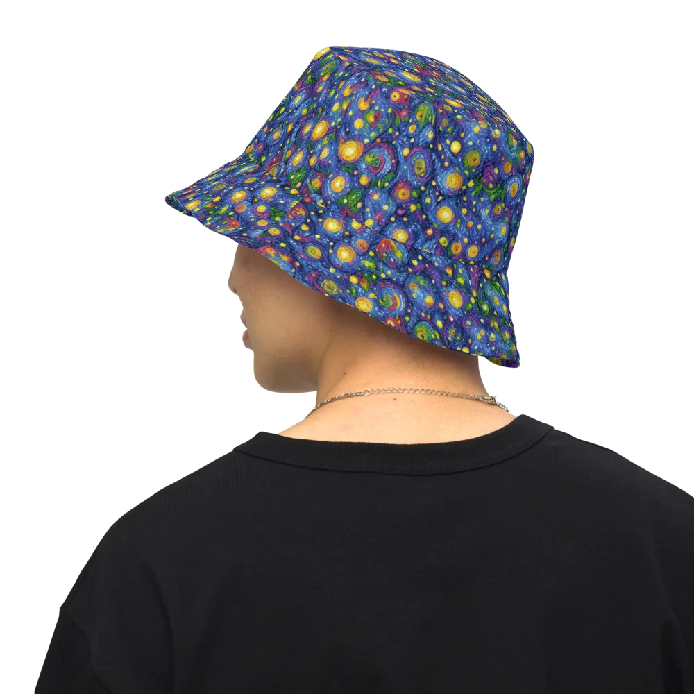 Cobalt Star Garden on Reversible Bucket Hat — Back Inside