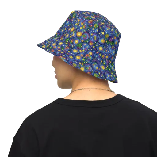 Cobalt Star Garden on a Reversible Bucket Hat
