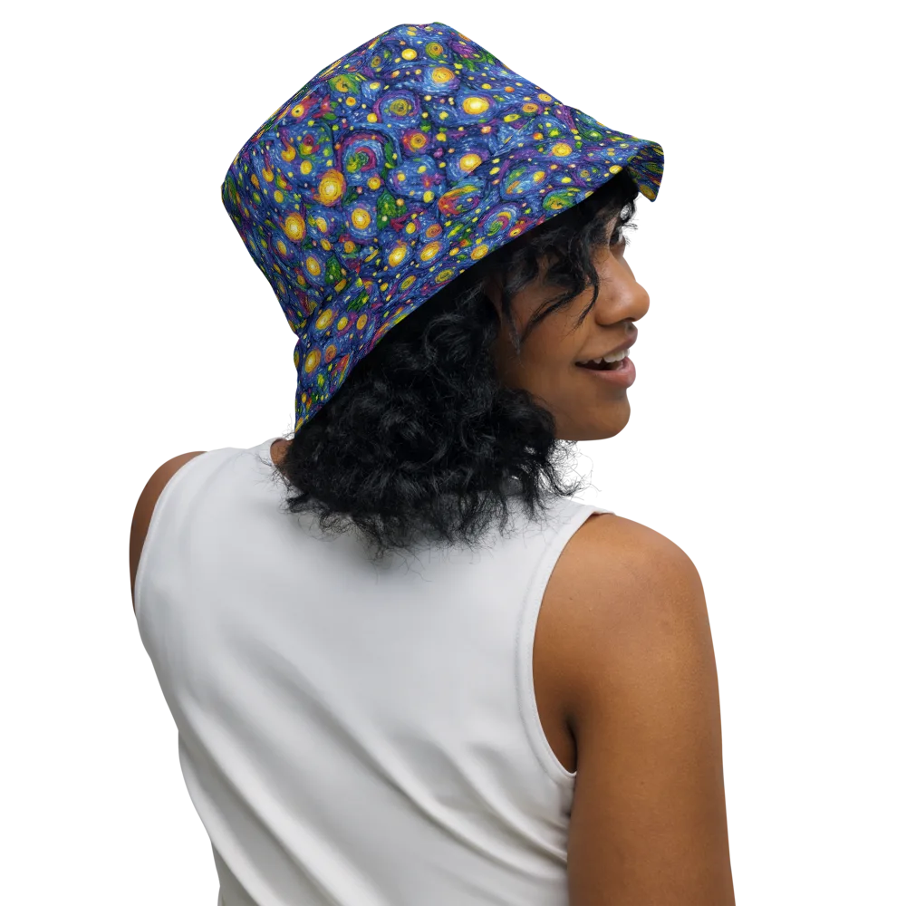 Cobalt Star Garden on Reversible Bucket Hat — Right Outside