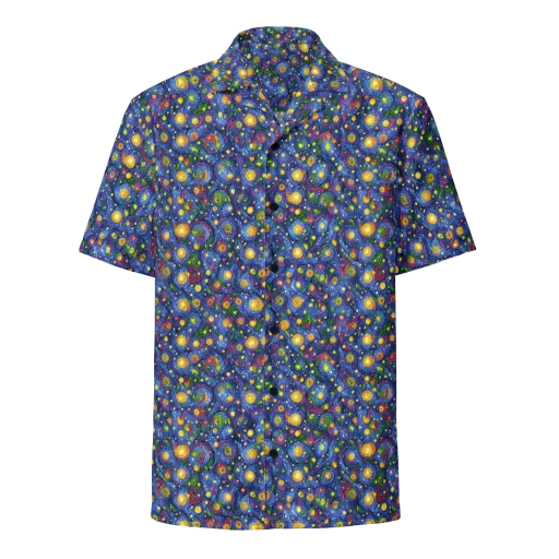 Cobalt Star Garden on a Button Shirt