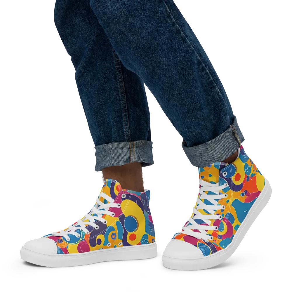 Pop Morphology on Men's High Top Canvas Shoes — Left