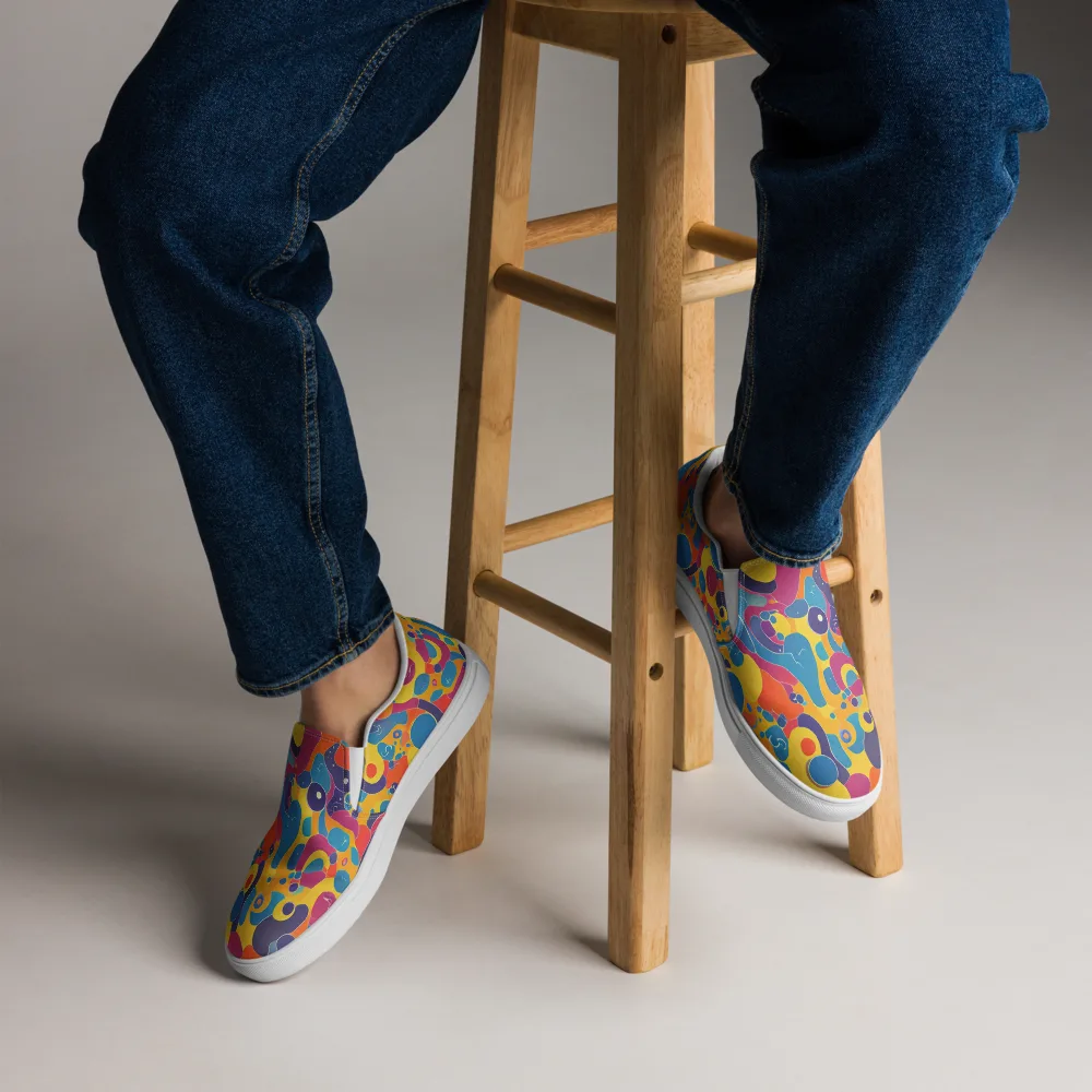 Pop Morphology on Men's Slip-On Canvas Shoes — Front