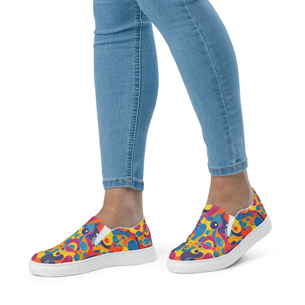 Pop Morphology on Women's Slip-On Canvas Shoes — Front