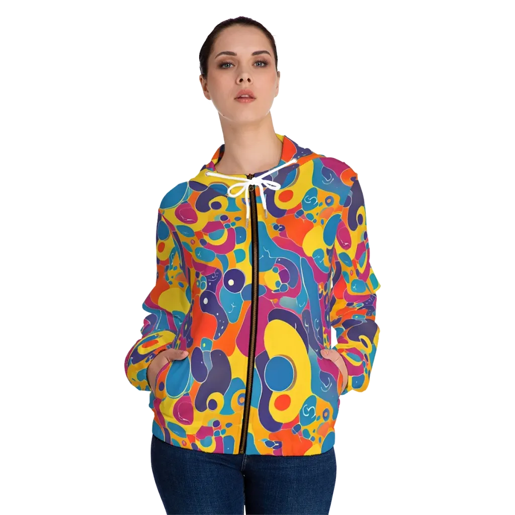Pop Morphology on Women's Full-Zip Hoodie — Front On Person